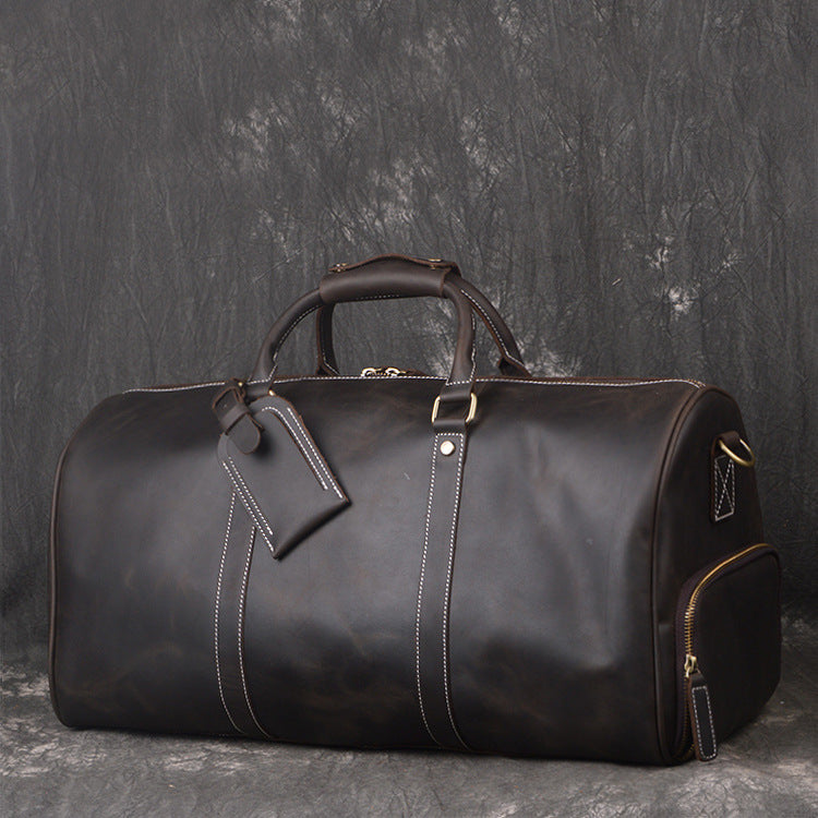 1940s Rouge Leather Travel Bag