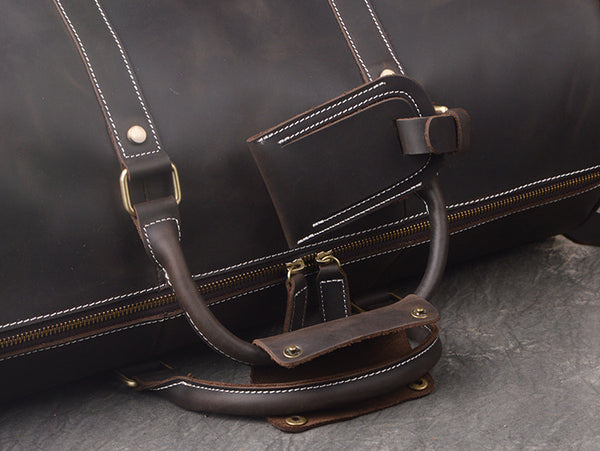 Vintage Crazy Horse Leather Duffle Bag with Shoes Compartment, Leather –  ROCKCOWLEATHERSTUDIO
