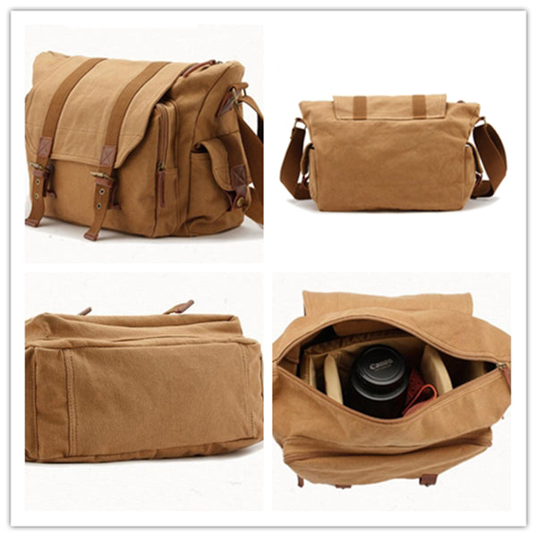 Waterproof Canvas Messenger Bag DSLR Camera Shoulder Bag Canvas Camera –  ROCKCOWLEATHERSTUDIO
