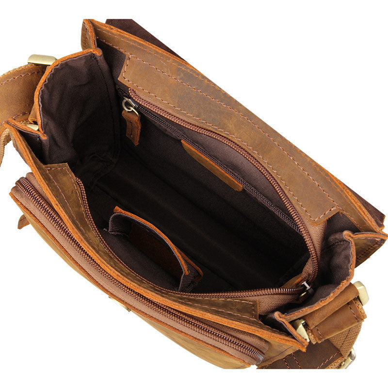 Bike Messenger Bag Men Vintage Leather Bags Crossbody Side Bags For Me –  ROCKCOWLEATHERSTUDIO