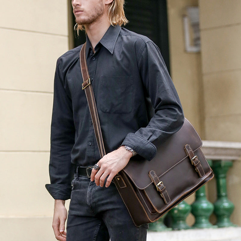 Steel Horse Leather The Welch Briefcase | Vintage Leather Messenger Bag