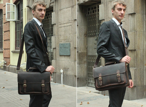 Vintage Black Leather Messenger Bag  Classy Leather Laptop Bag — Classy  Leather Bags