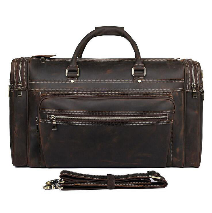 Handmade Full Grain Leather Mens Duffle Bag, Leather Travel Bag