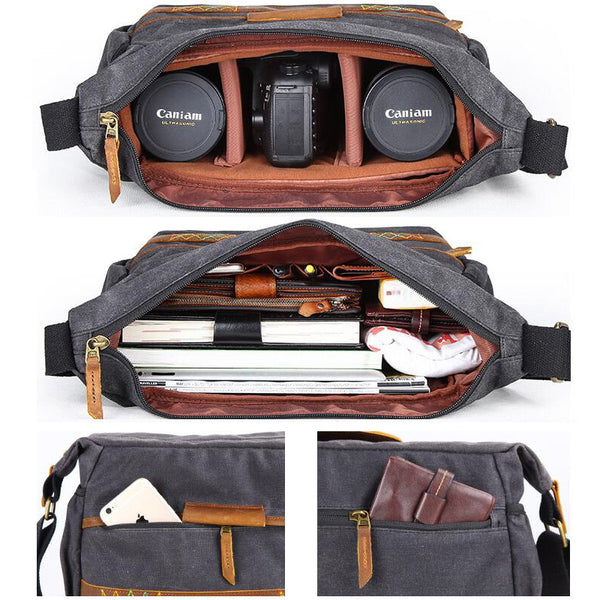 Waterproof Canvas Messenger Bag DSLR Camera Shoulder Bag Canvas Camera –  ROCKCOWLEATHERSTUDIO