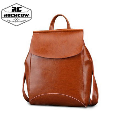 Vintage Leather College Backpack, Shoulder Bag, Fashion Handbags For Women 9212 - ROCKCOWLEATHERSTUDIO
