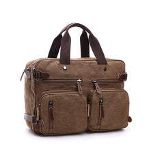 Canvas Briefcase Mens Canvas Messenger Bag Shoulder Laptop Bag Convert ...