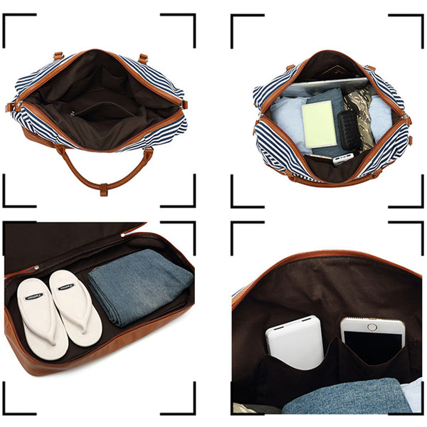 Canvas Duffle Bag Waterproof Canvas Travel Bag Stylish Canvas Leather Gym  Bag Shoulder Bag Overnight Bag YY002