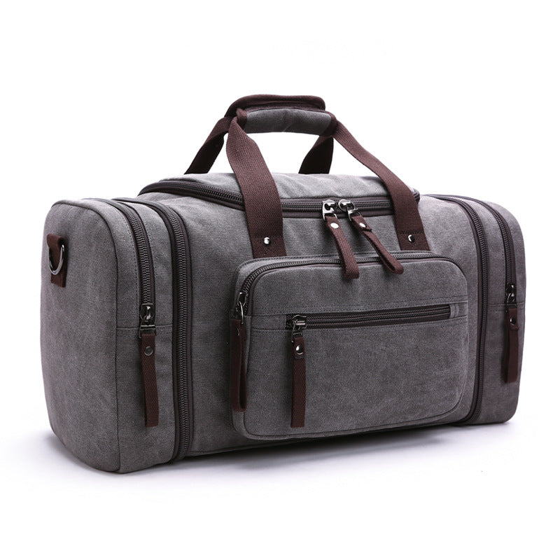 Buy Travel Duffle Bag Men Women Heavy Duty Canvas Overnight Weekender  Genuine Leather 50L Gray - MyDeal