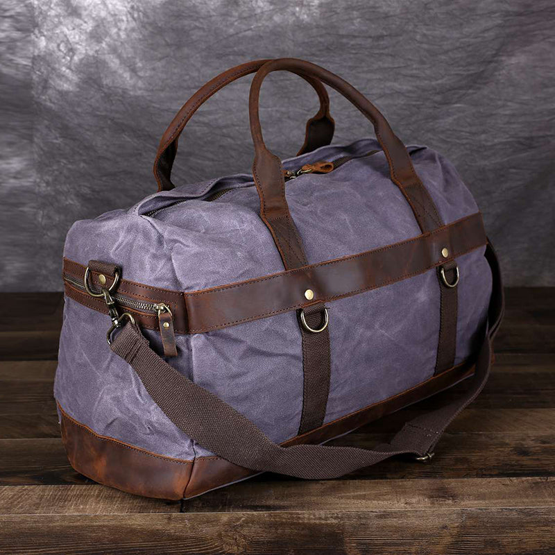 Womens Leather Waxed Canvas Travel Bag Mens Luggage Outdoor Duffel –  LeatherNeo