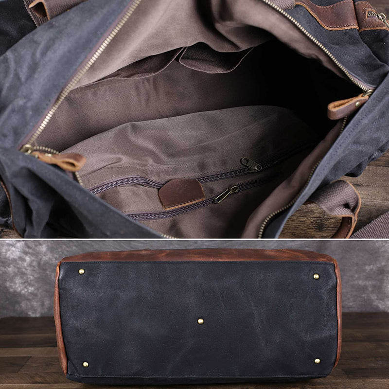 Waxed Canvas Weekender Duffle Bag: Personalized, Expandable, Rugged,  Travel, Brown - No. 495 (Made in the USA)