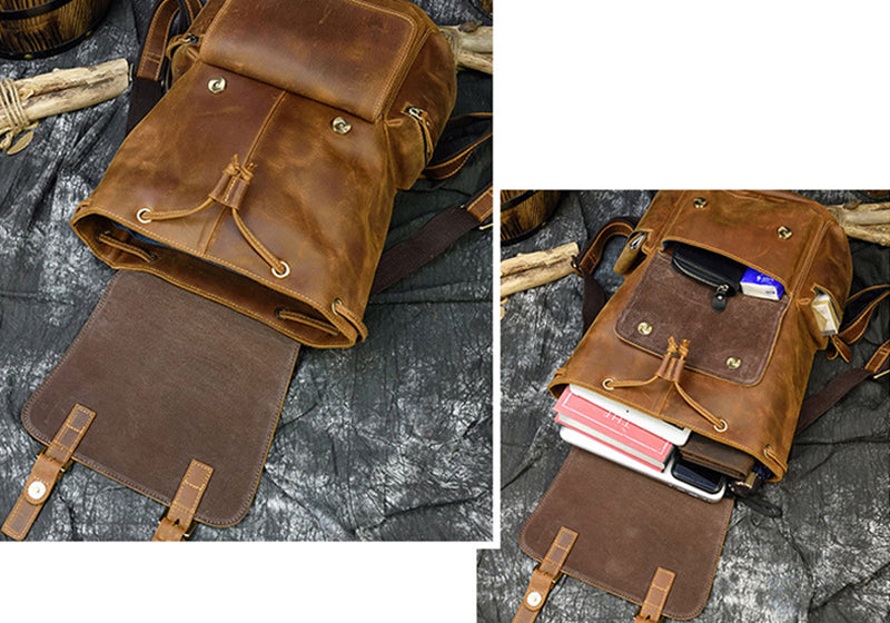 Men's Backpack Shoulder Bag Men Computer Travel Backpacks Handmade Retro  Original 2022 Crazy Horse Leather First Layer Leather