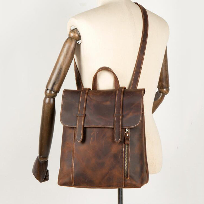 Straw Backpack with Long Leather Straps in Light Brown - Studio 3:19