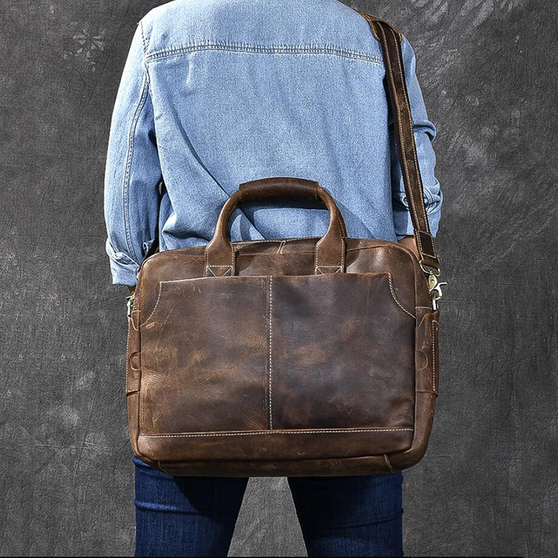 Vintage Men's Business Fashion Grid Trend Crossbody Bag