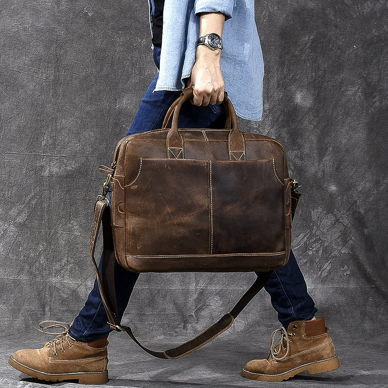 Vintage Men's Business Fashion Grid Trend Crossbody Bag