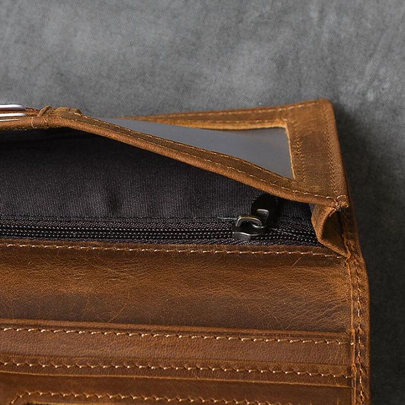 Vintage Men's Clutch Bags RFID Genuine Crazy Horse Leather Handbag Male  Long Money Wallets Phone Pouch Man Clutch Coin Purse