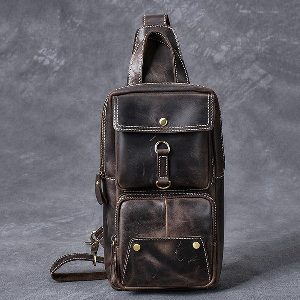 Men's Fashion Casual Retro Chest Bag, Argyle Large Capacity Waterproof  Shoulder Bag, Simple PU Leather Crossbody Bag