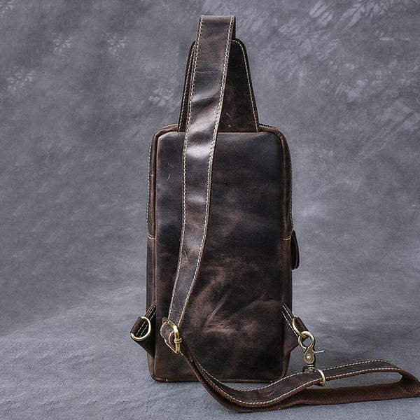 Crazy Horse Leather Chest Pack Men's Leather Sling Bag Vintage Chest B –  ROCKCOWLEATHERSTUDIO