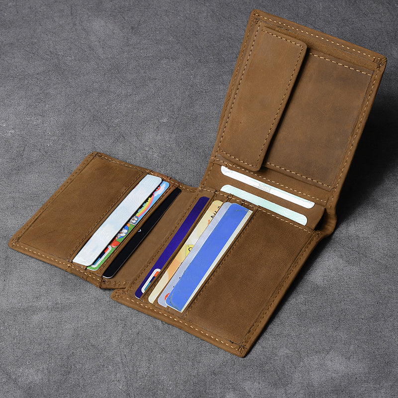 Crazy Horse Leather Men Clutch Vintage Mobile Phone Wallet Card Holder  Clutch ESS228