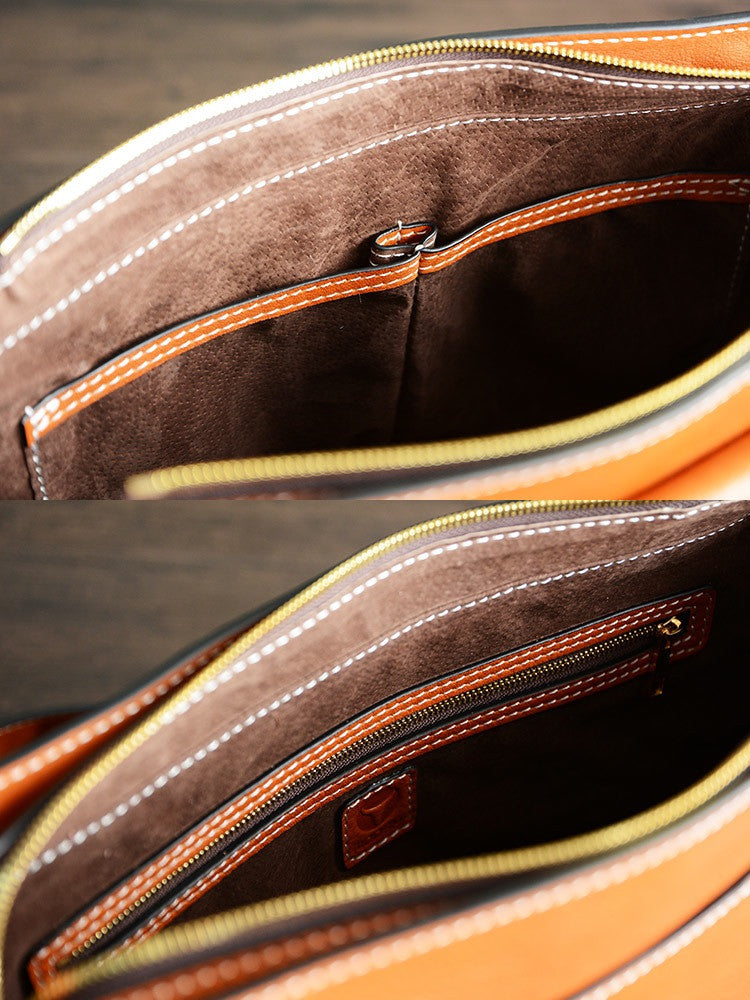 Custom Handmade Vegetable Tanned Brown Leather Backpack, Shoulder Bag,  Satchel Bag D009