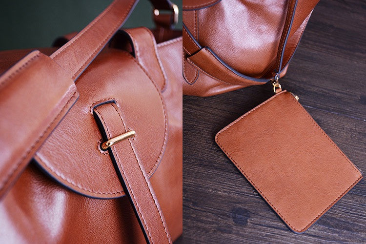Custom Handmade Italian Vegetable Tanned Leather Satchel Bag