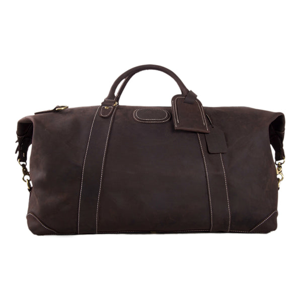 Wombat Woodsman Mens Brown Rugged Oiled Leather Holdall Duffle Travel Bag