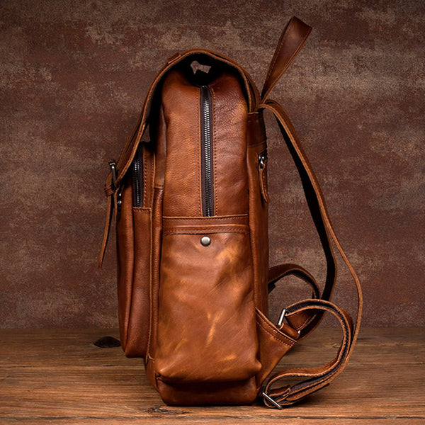 Full Grain Leather Backpack For Mens Handmade Leather Laptop