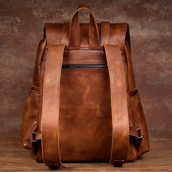 Brown Leather Laptop Backpack Men. Travel Rucksack Handmade -    Leather laptop backpack, Laptop backpack mens, Leather backpack for men