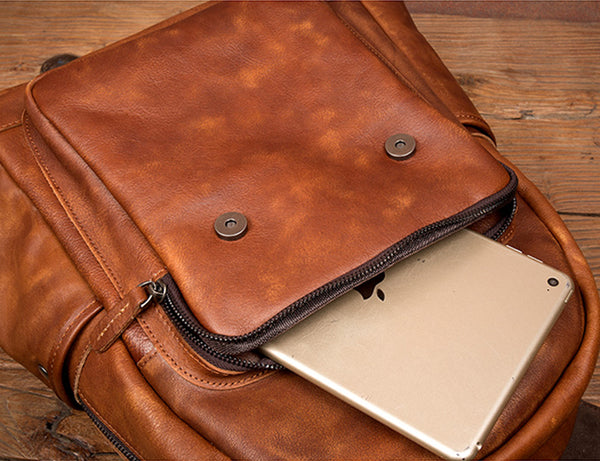 Full Grain Leather Backpack For Mens Handmade Leather Laptop