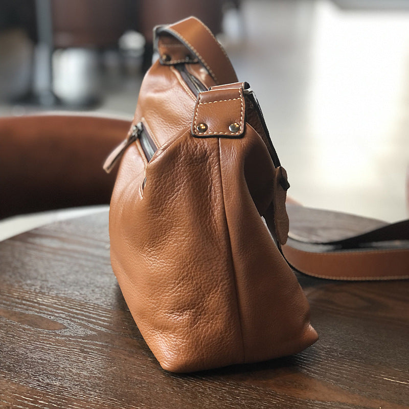 Full Grain Leather Shoulder Bag Women Crossbody Bag Leather Purse Gift for  Her T21020 - Brown