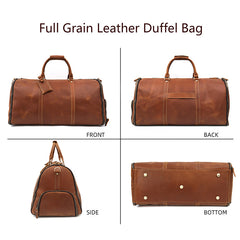 Grand Leather Garment Bag  2-in-1 Convertible Duffle Suit Carrier for  Travel & Gym - Von Baer