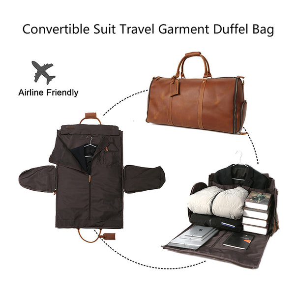 Personalized Full Grain Leather Duffle Bag with shoe Compartment