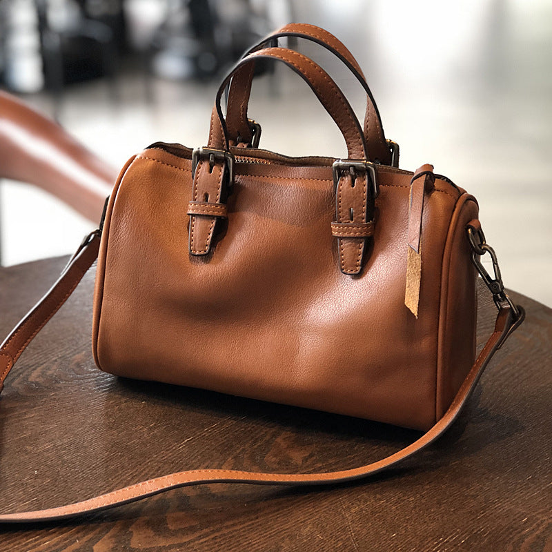 Brown Crossbody Bag, Leather Shoulder Bag, Brown Handbag Purse, Gift for Her, Full Grain Leather - Lucky Horseshoe