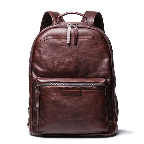 Leather Zipper Backpack - Handmade Leather Bag