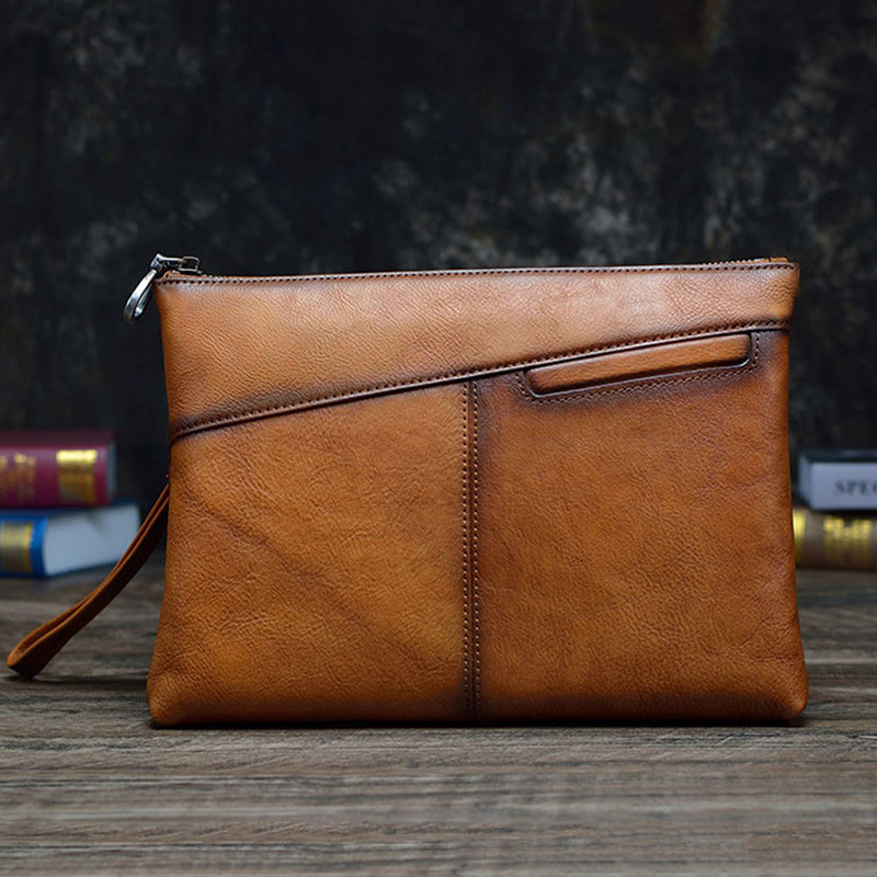 Leather Clutch for Men, Mens Organizer, Full Grain Leather Wrist Bag, Personalized Purse, Christmas Gift for Him