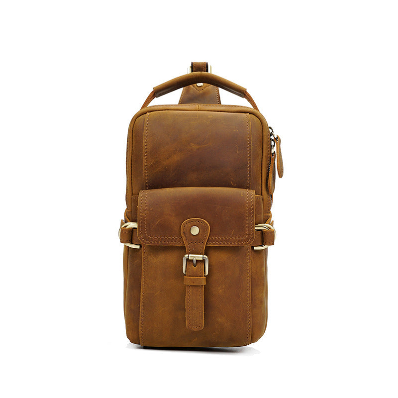 Vintage Full Grain Leather Small Sling Backpack –