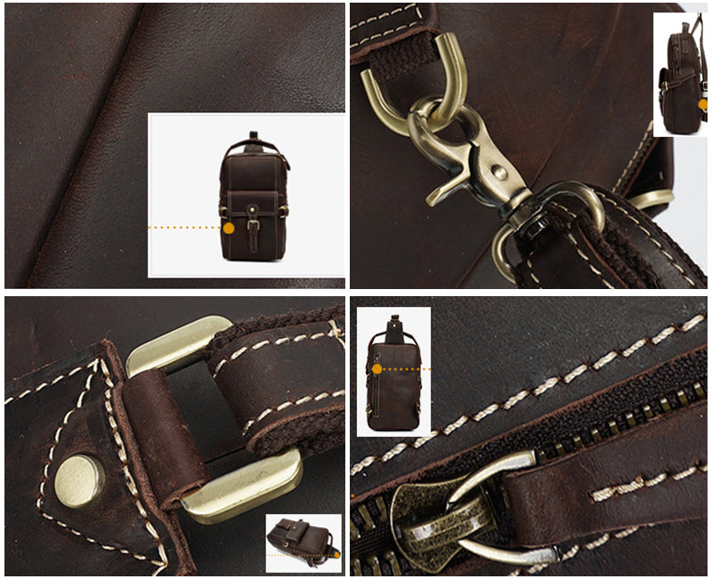 Full Grain Leather Sling Bag Mens Leather Chest Pack Stylish Leather C –  ROCKCOWLEATHERSTUDIO