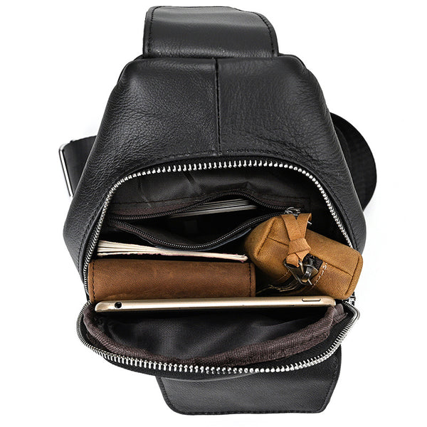 Full Grain Leather Sling Bag Mens Leather Chest Pack Stylish Leather C –  ROCKCOWLEATHERSTUDIO