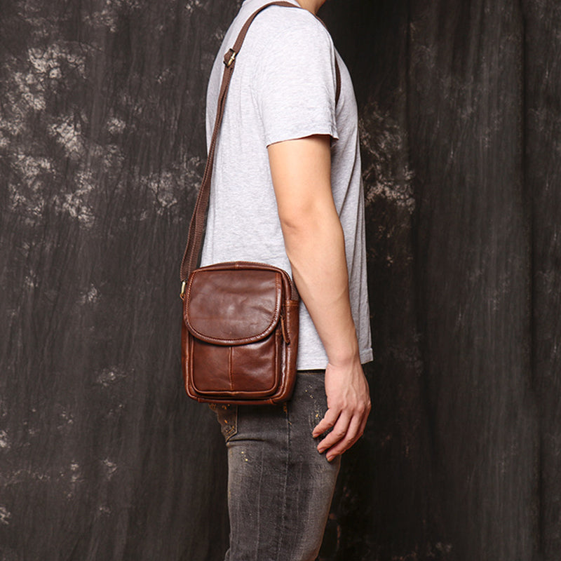 Men's Soft Matte Full-Grain Leather Crossbody