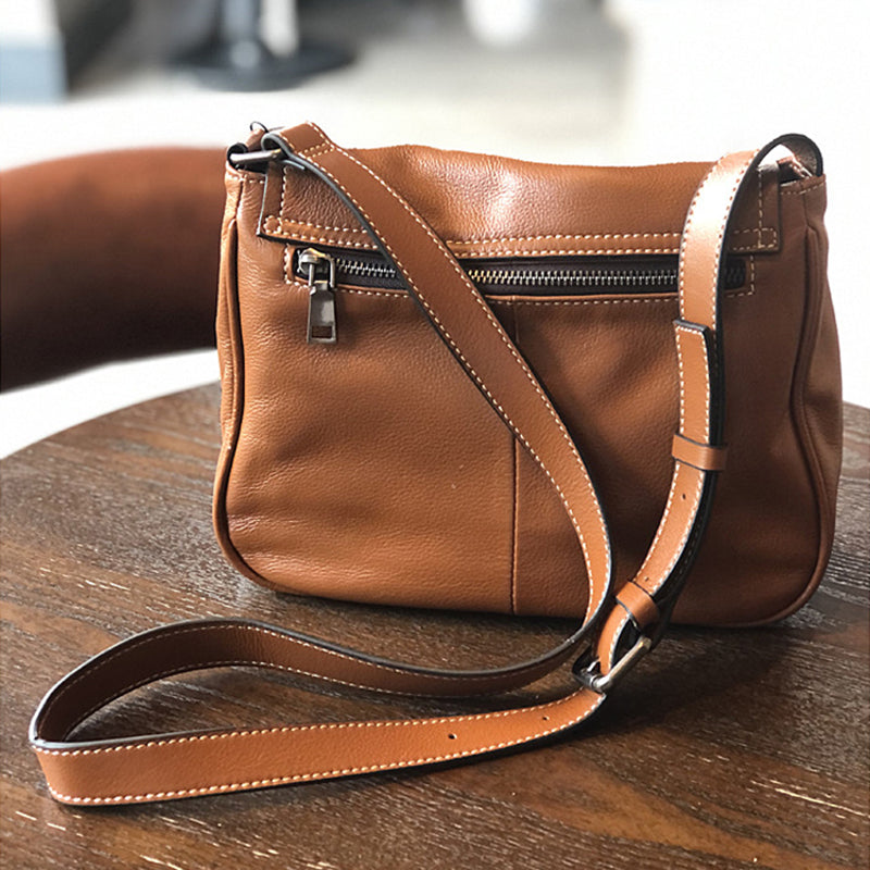 Full Grain Leather Shoulder Bag Women Crossbody Bag Leather Purse Gift for  Her T21020 - Brown