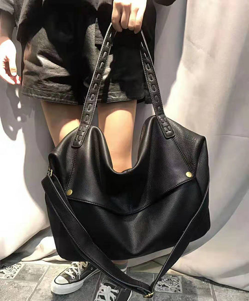 Black Leather Shoulder Bag Crossbody Bag Large Shoulder Bag 