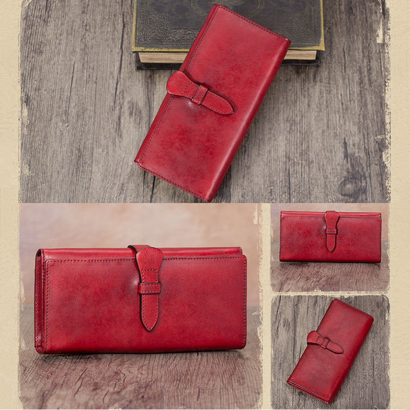 Women's Leather Wallet Red Brown