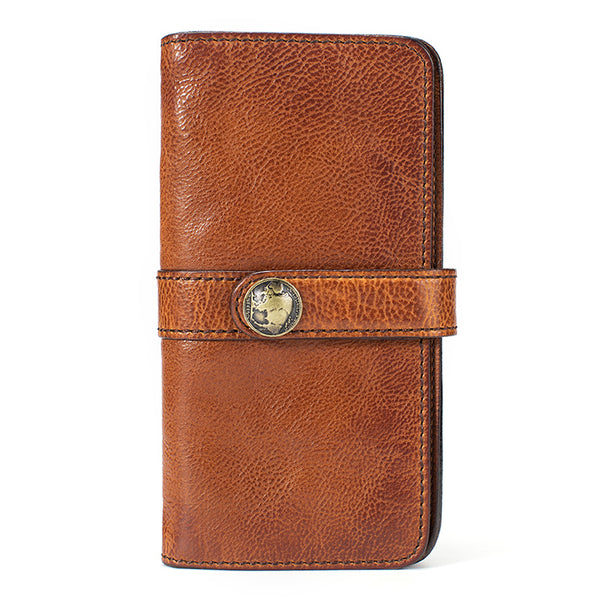 Full Grain Leather Wallet Handmade Long Wallet Card Holder Wallet 14115 Brown