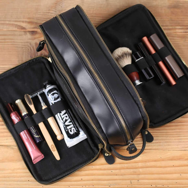 Personalized Leather Dopp Kit Bag Christmas Gift Toiletry Bag Monogram Mens Toiletry  Bag Leather Travel Gift for Him Lifetime Leather 