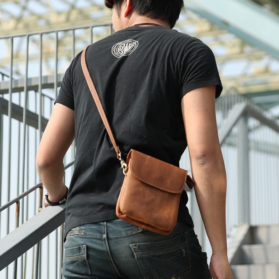 Leather clutch bag for men in black, brown, dark brown color