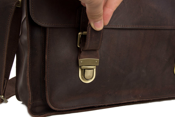 Dark Cofee Large Leather Briefcase for Just $189.00