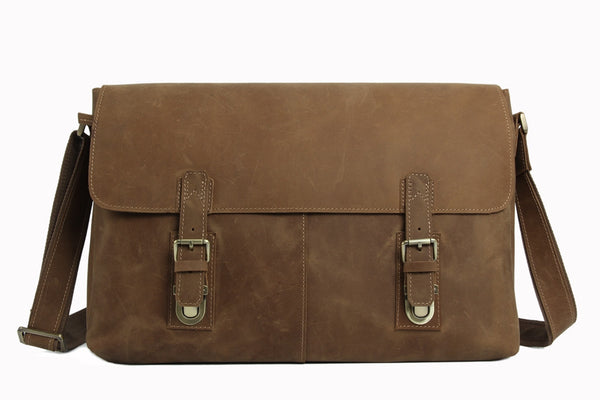 Men's Genuine Vintage Leather Messenger Shoulder Laptop Bag - Mens Lea ...