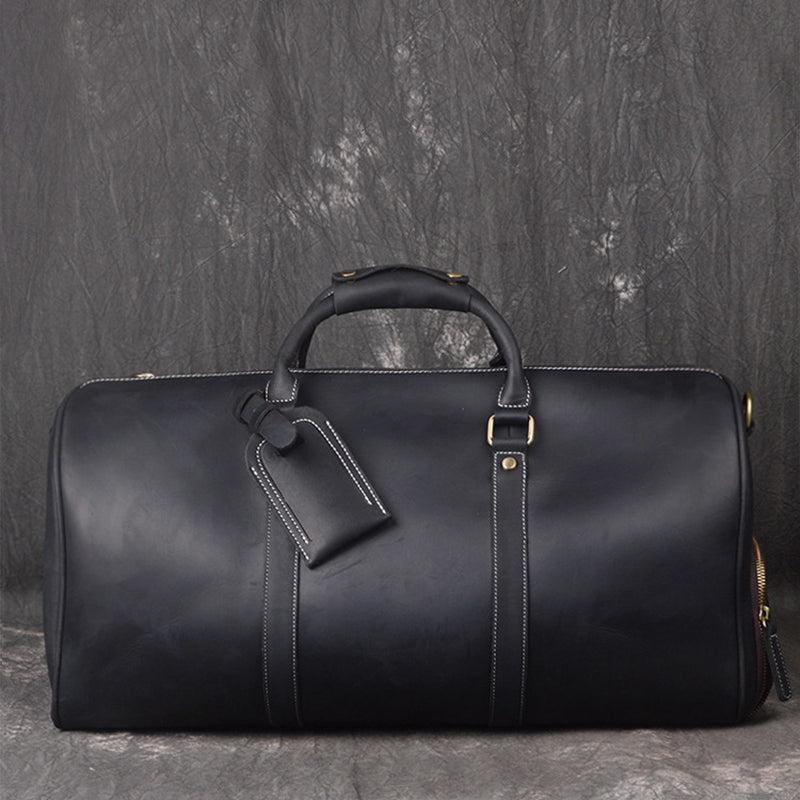 Full Grain Leather Duffle Bag Retro Leather Weekender Bag Handmade Lar –  ROCKCOWLEATHERSTUDIO