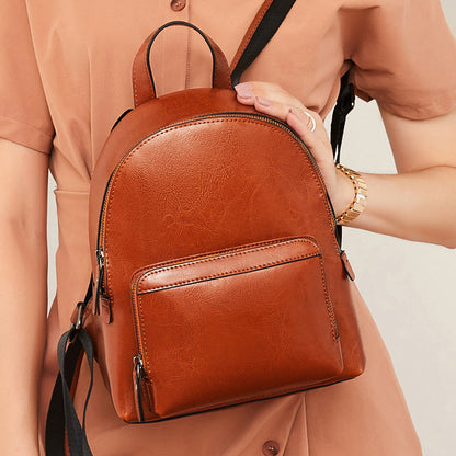 Leather Backpack Women Top Grain Leather Backpack Purse Top Natural Cowhide Leather City Backpack Leather Travel Rucksack SX3096