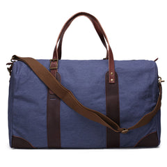 Canvas Duffle Bag with Leather Trim, Canvas Travel Bag, Weekend Bag ...