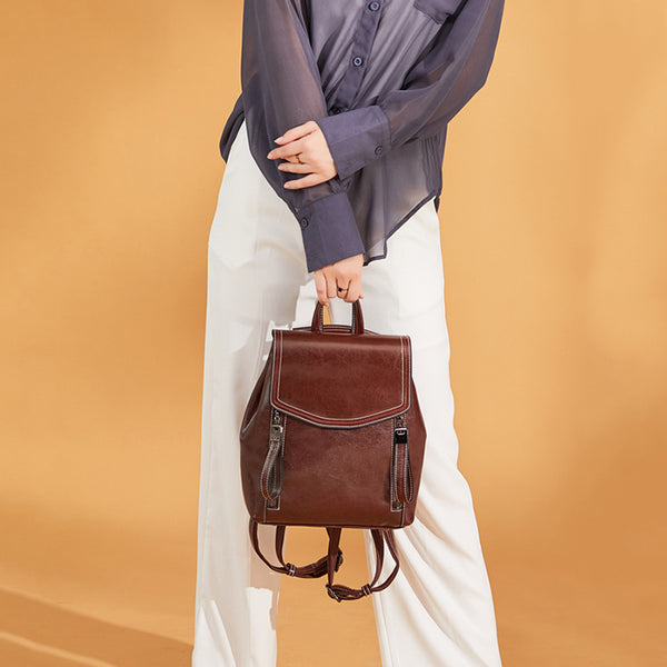 Women's Genuine Leather Backpack Book Bag Luxury Bag Brand